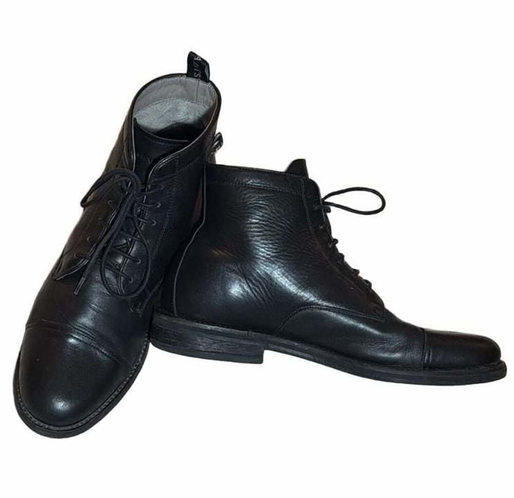 Allsaints Harland Black Leather Lace-Up Cap Toe Boots men’s size 11/44